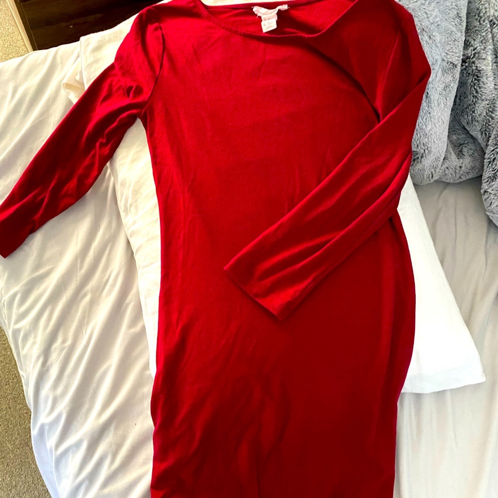 Red long sleeve dress